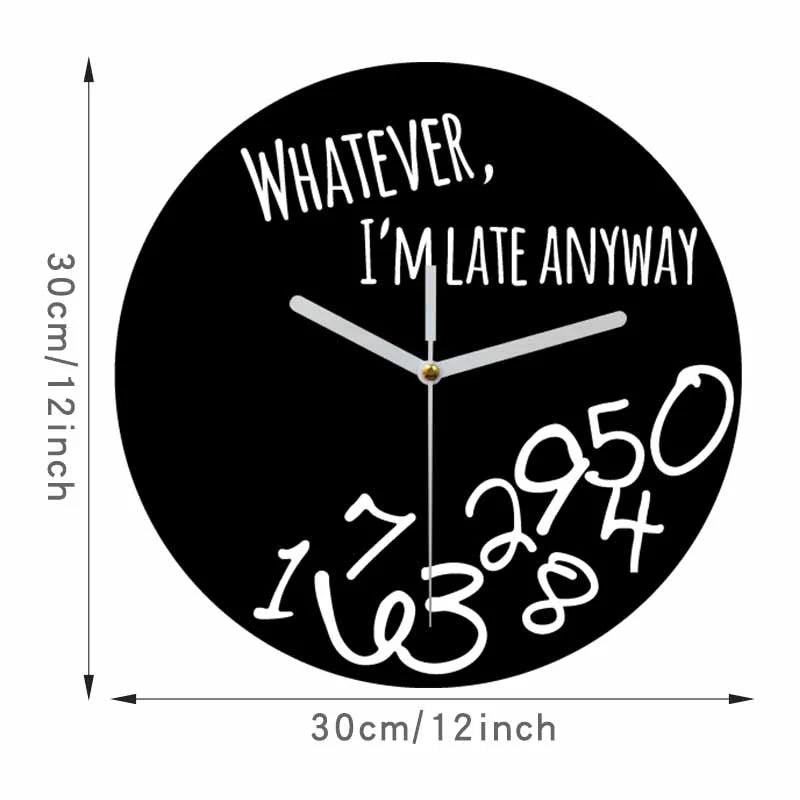 Funny Random Numbers Silent Wall Clock – “Whatever, I’m Late Anyway”