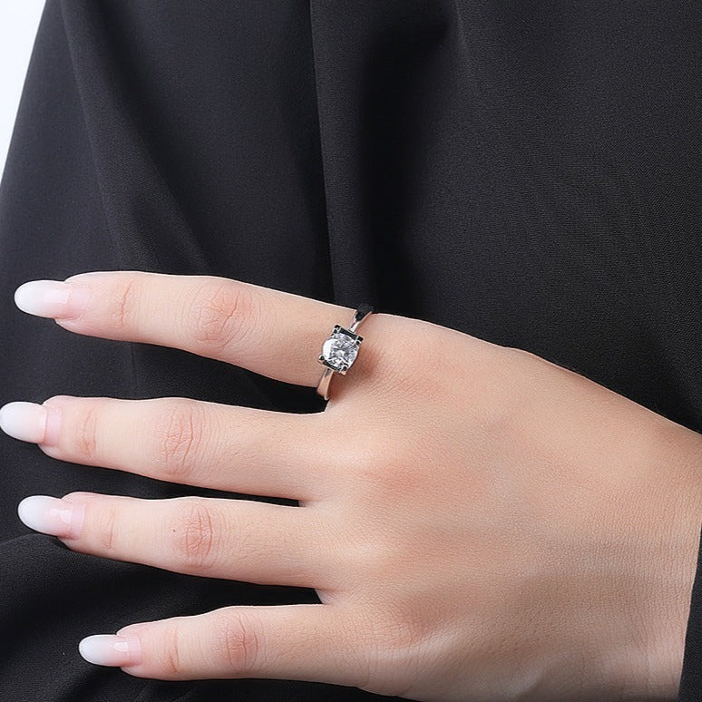 0.5 Carat Moissanite Solitaire Diamond Ring - Adjustable Size
