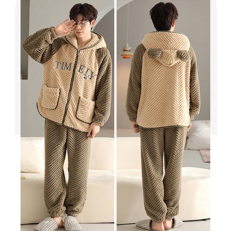4-Piece Flannel Hoodie Sleepwear PJs Set