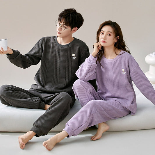 2 Piece Flannel Pajamas Set for Married Couples