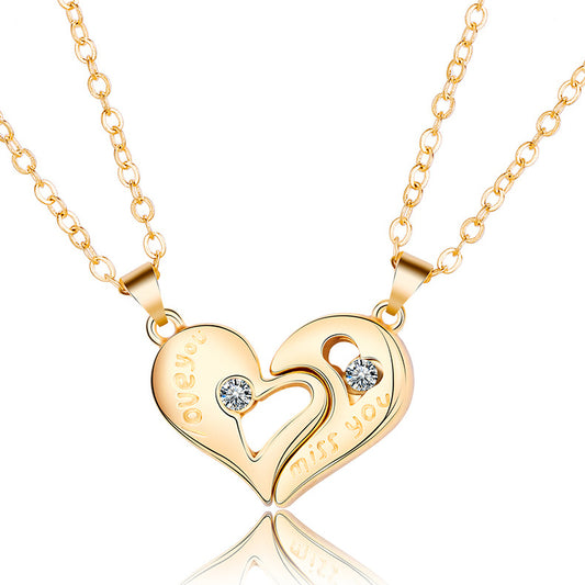 Engravable Magnetic Half Hearts Necklaces Gift for Couples