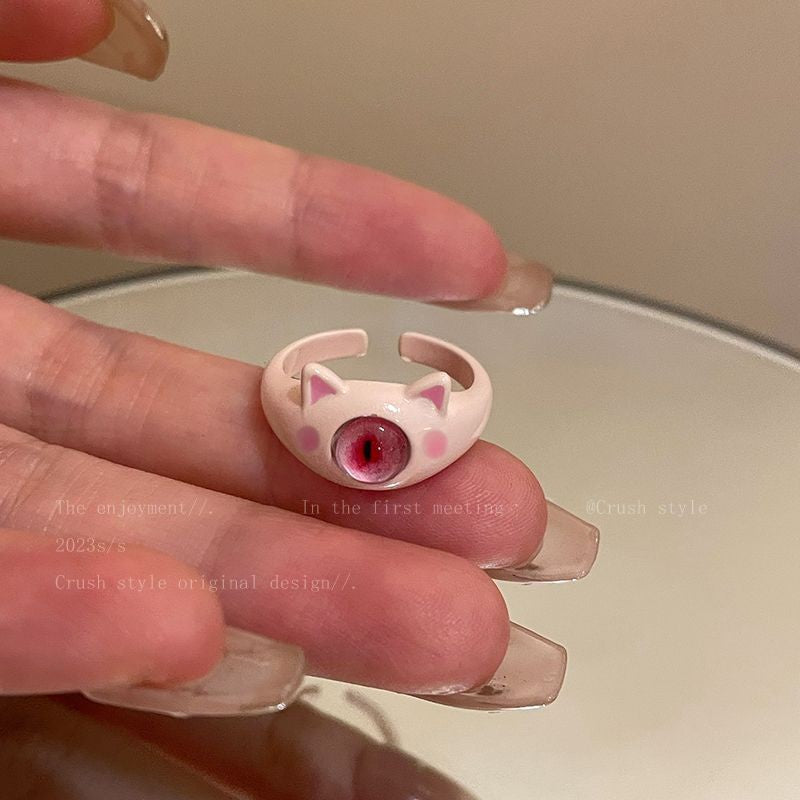 Funny Cartoon Monster Kitten Ring Gift for Girls
