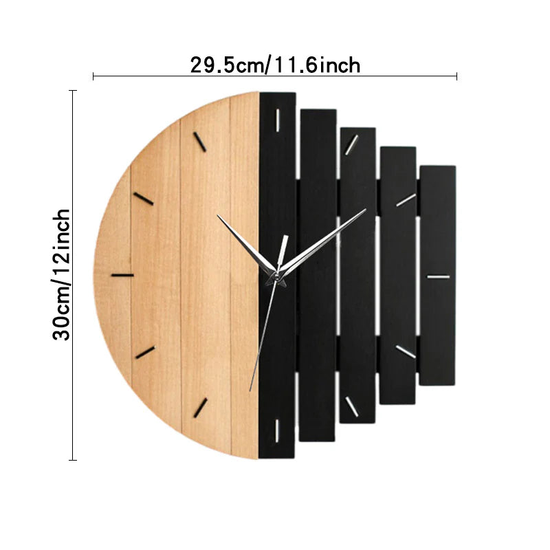 Unique Wooden Analog Silent Wall Clock — 30×30 cm