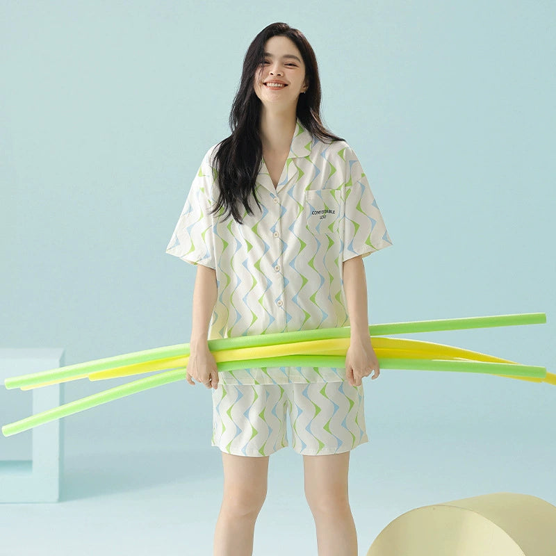 Gullei™ Matching Sleepwear Set Short Sleeve 100% Cotton