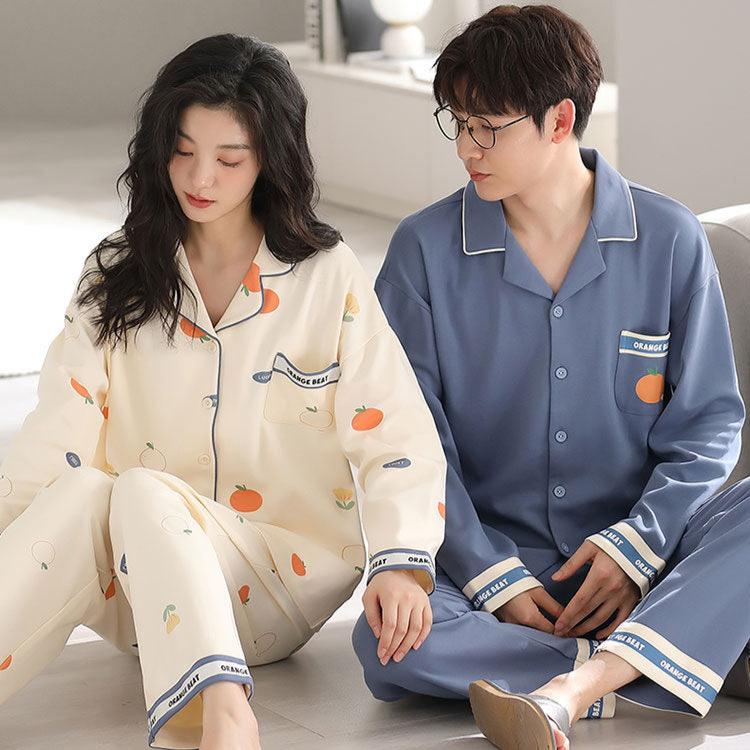 Cute Matching Long Sleeves Pajamas Set 100% Cotton