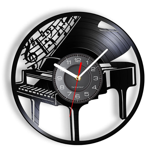 Vinyl Wall Deco Clock Gift for Pianist