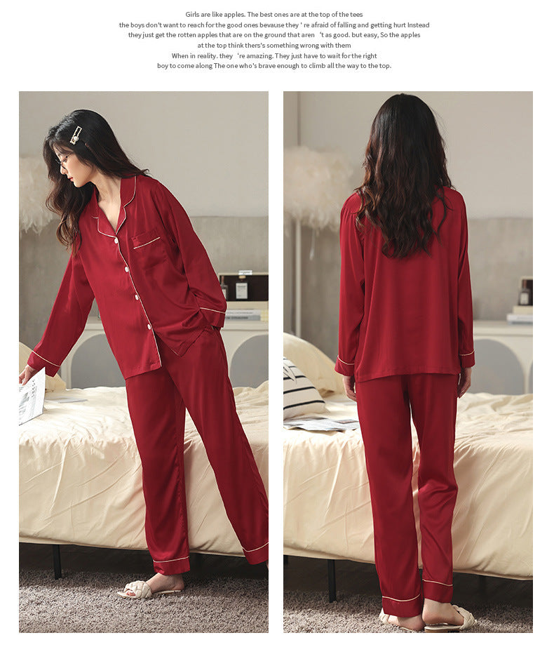 Red Silk Matching Pajamas for Newlyweds | Bride & Groom Set