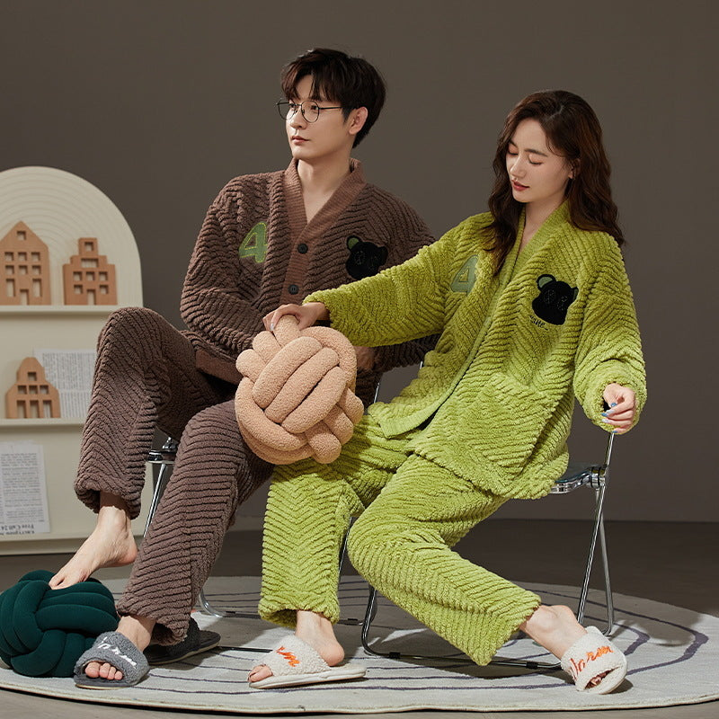 Matching Couples Pajamas Set Flannel Loungewear