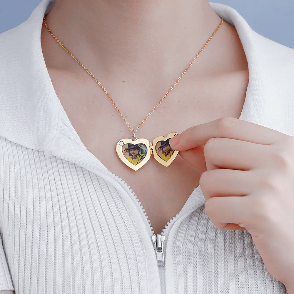 Personalized Heart Locket Photo Necklace