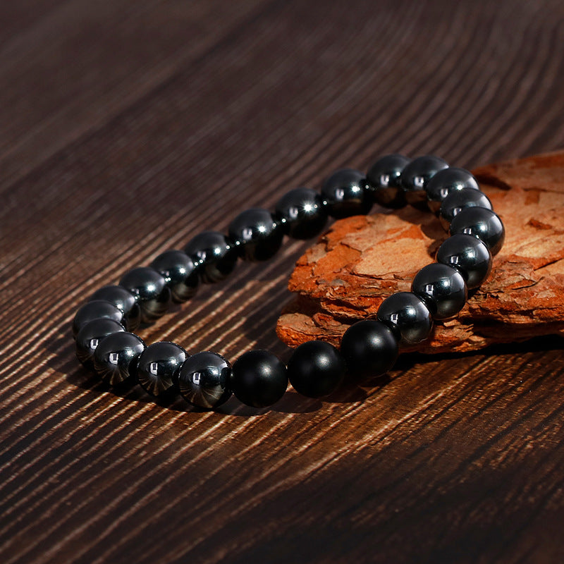 Agate Iron Beads Mens Bracelet