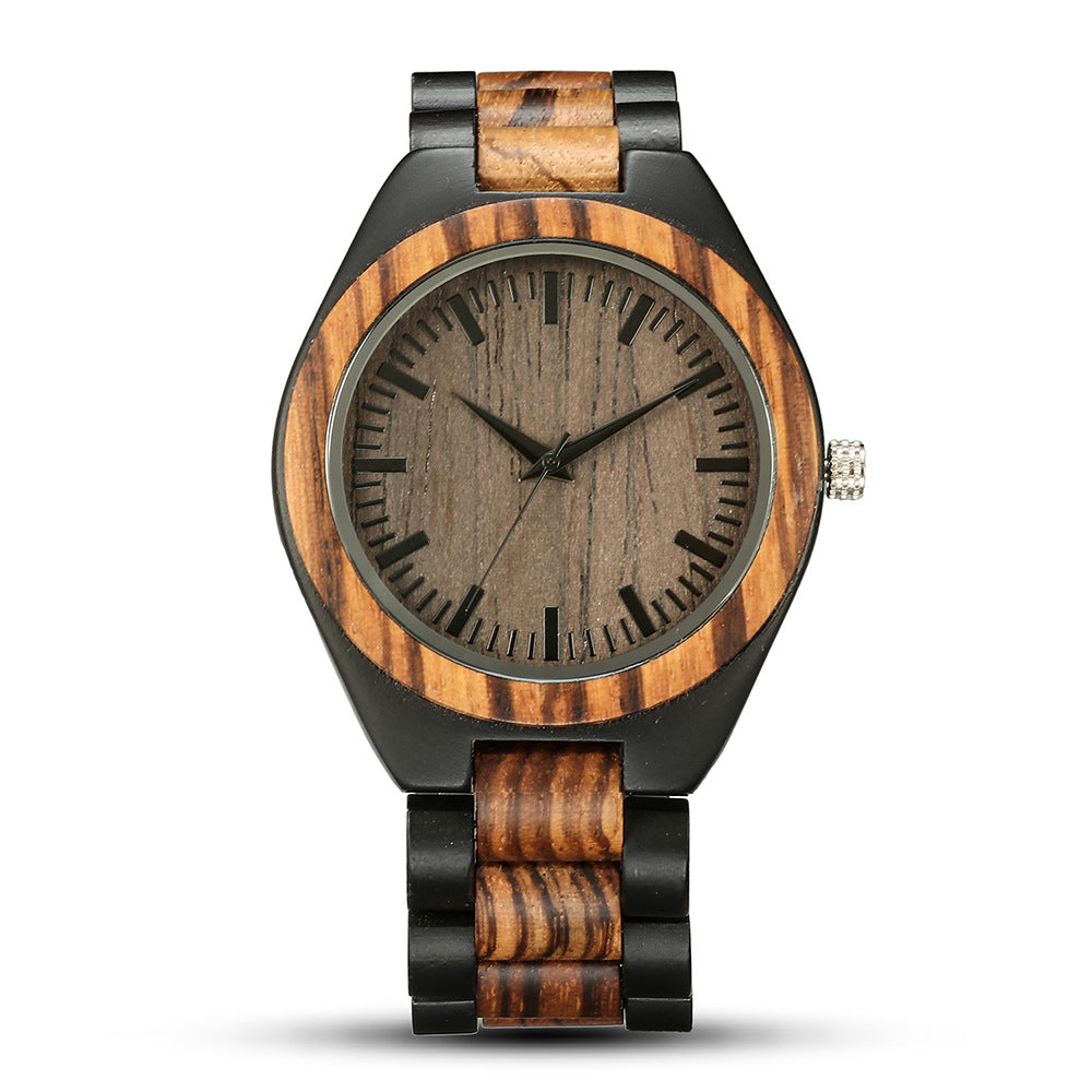 Engraved Wooden Mens Analog Watch