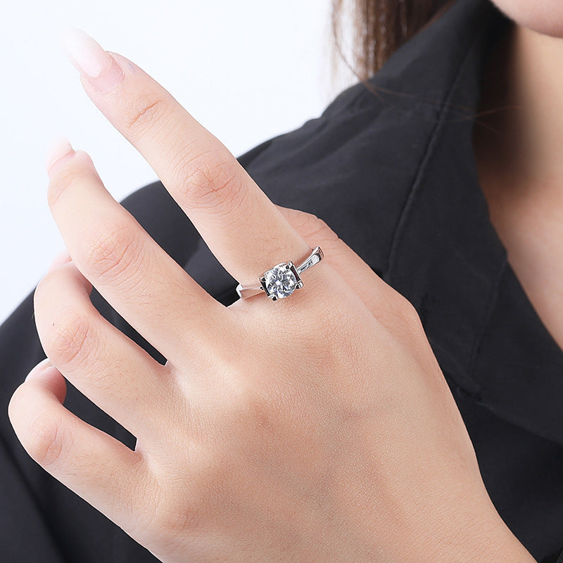 0.5 Carat Moissanite Solitaire Diamond Ring - Adjustable Size