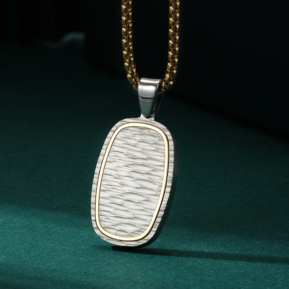 Engravable Hammered Vertical Pendant Mens Necklace