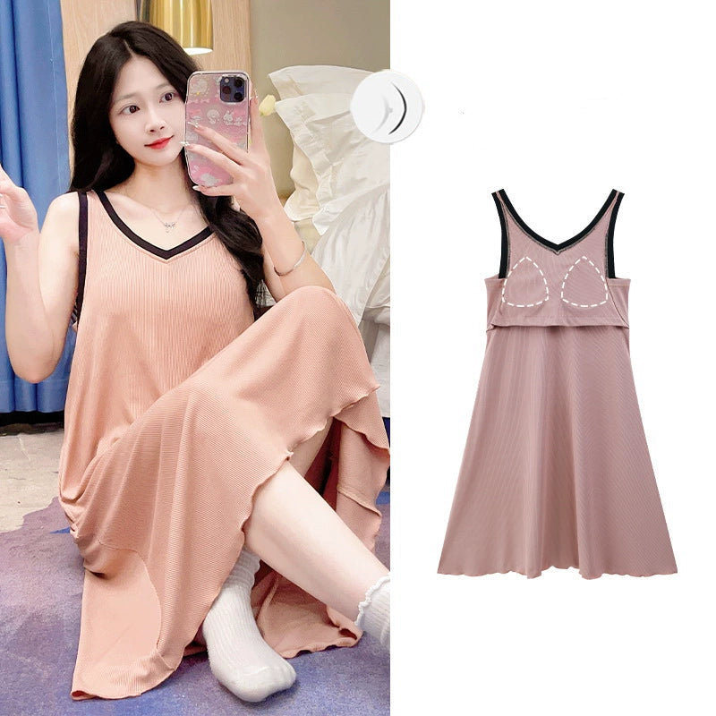 Sleeveless Nightgown with Breast Pad Organic Cotton