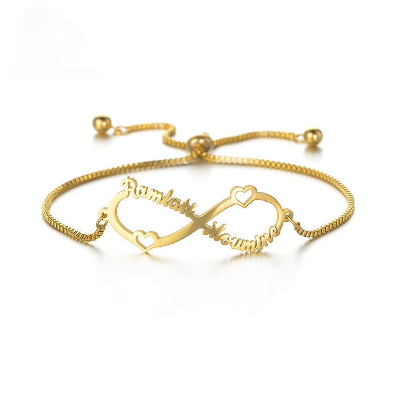 Couples Names Infinity Charm Bracelet
