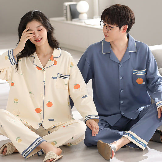 Cute Matching Long Sleeves Pajamas Set 100% Cotton