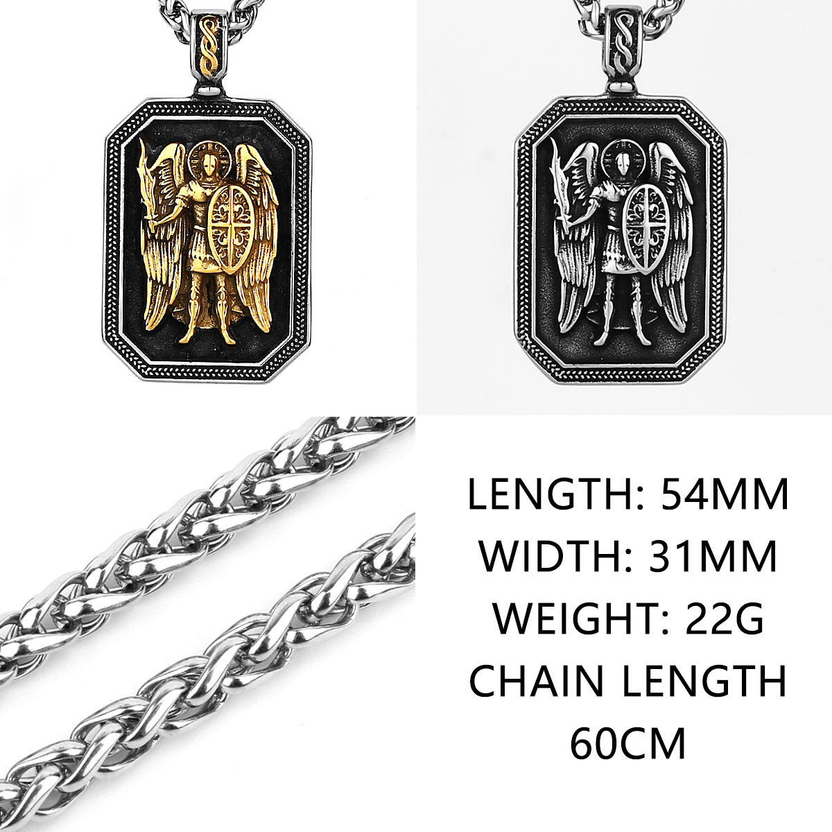 Saint Michael Archangel Mens Thick Chain Necklace