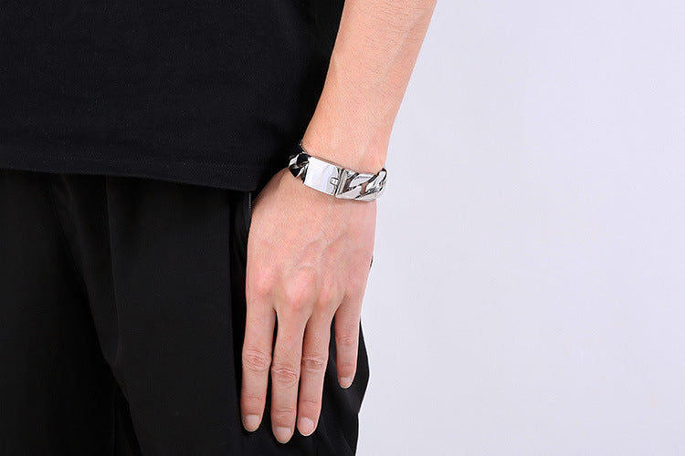 Cuban Chain Mens Bracelet with Names Engraved