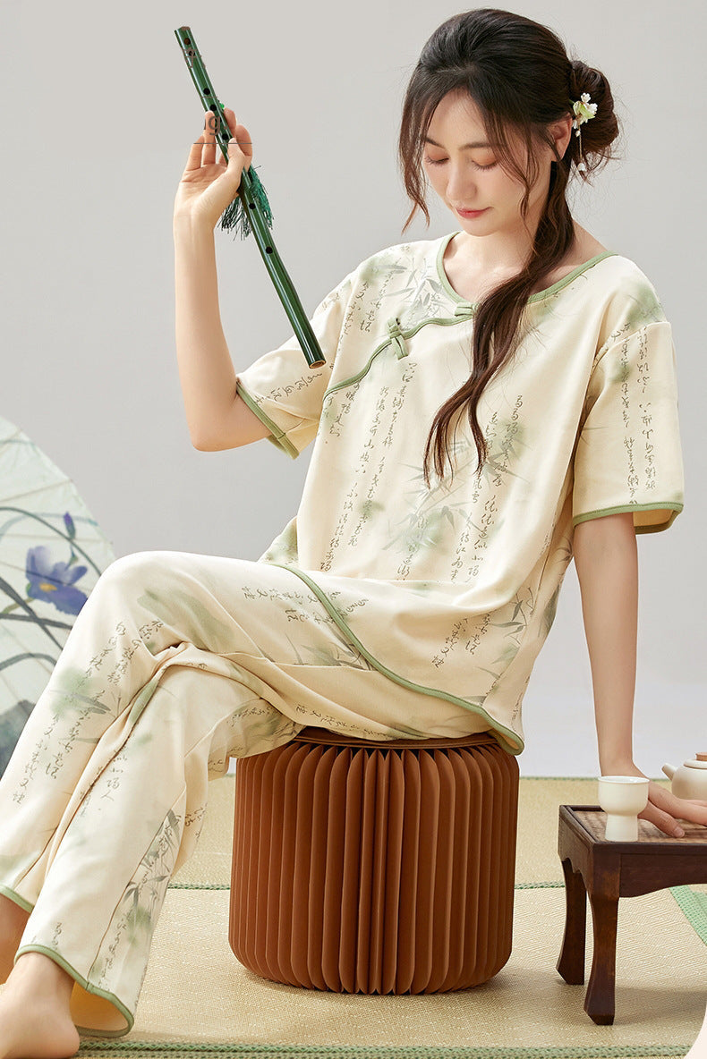 Pure Cotton Traditional Chinese Style Pajamas Set