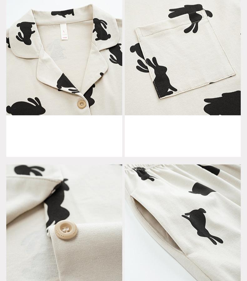 Premium Cotton Rabbits Pattern Long Sleeves Pajamas Set