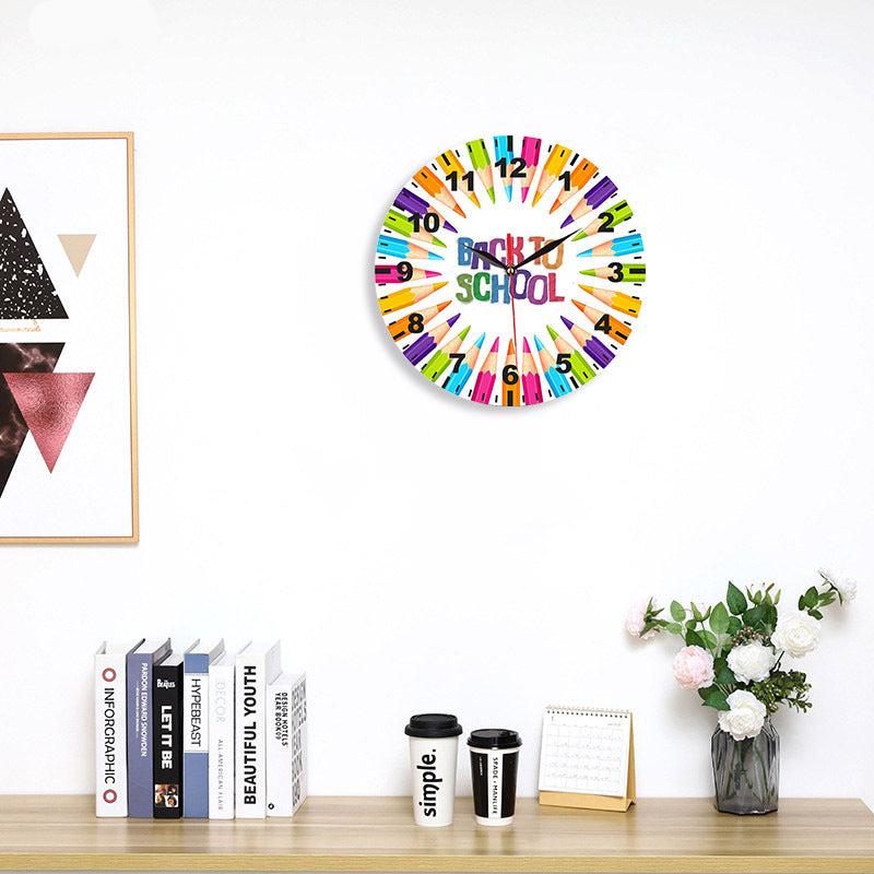 Back to School Silent Wall Clock for Kids Bedroom – Fun & Educational Design