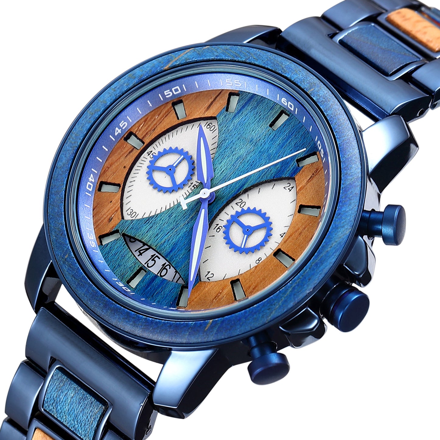 Mens Wooden Multifunctional Watch