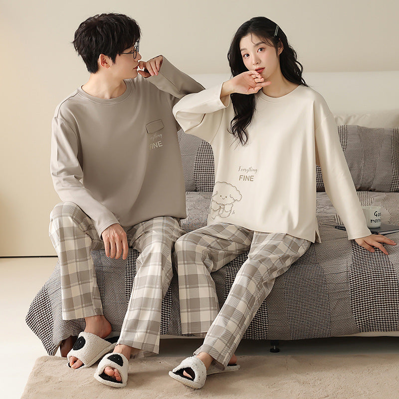 Matching Couples Jammies Set – 100% Cotton Long Sleeve Sleepwear