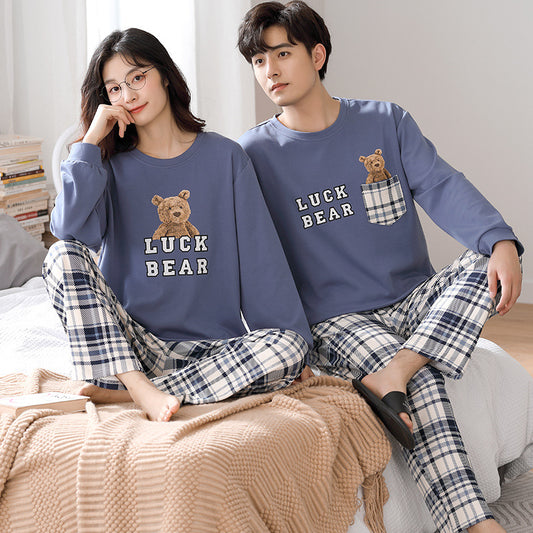Matching Bear Couples Pajamas Set 100% Cotton