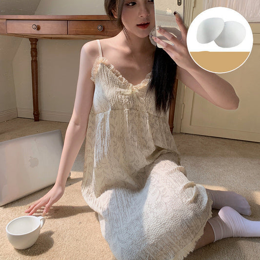 Slip Long Padded Bra Nighty 100% Polyester