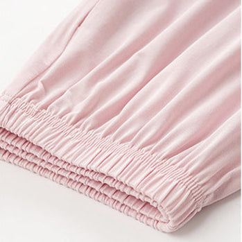 Plain Button-Front Pajamas Set 100% Polyester