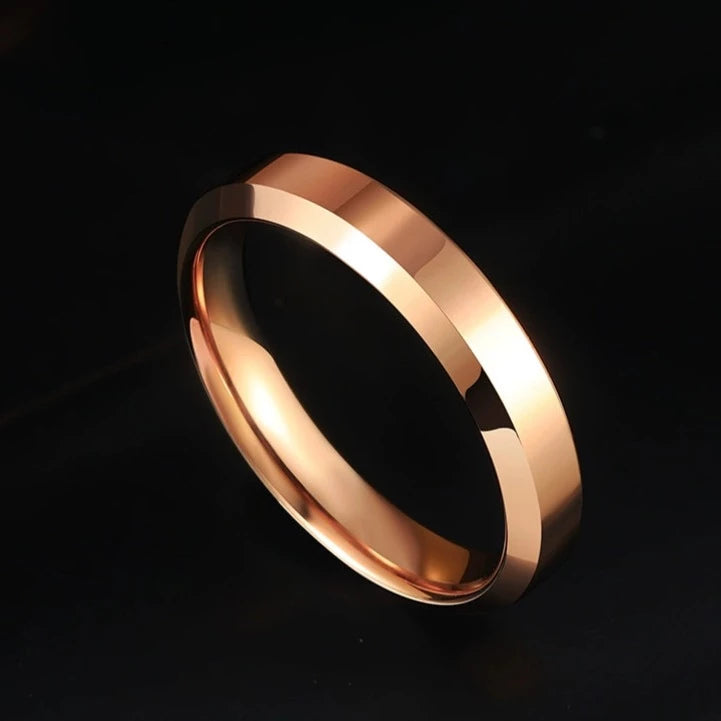 Engraved Mens Wedding Band 18K Gold Plated Steel