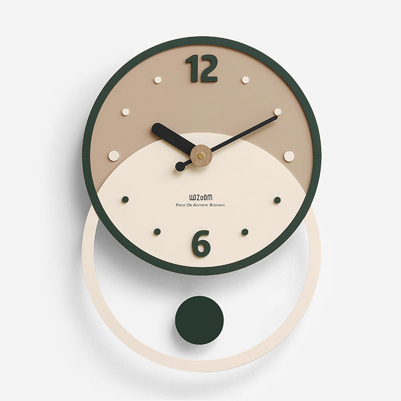 Minimalist Circular Pendulum Silent Wall Clock Coffee