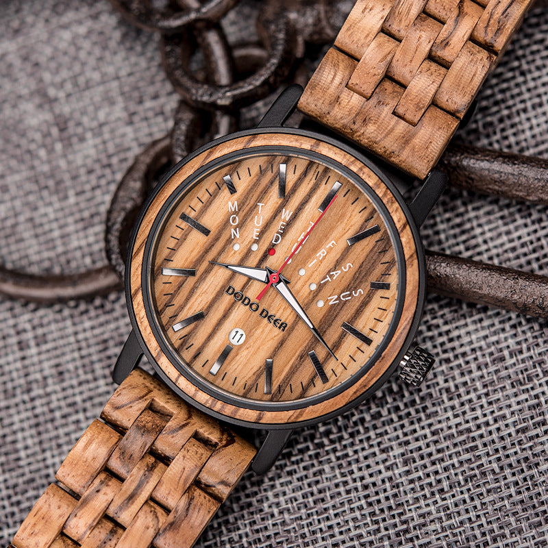 Matching Wood Couple Luminous Watch Set