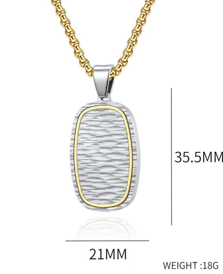 Engravable Hammered Vertical Pendant Mens Necklace