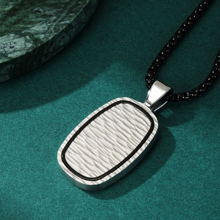 Engravable Hammered Vertical Pendant Mens Necklace