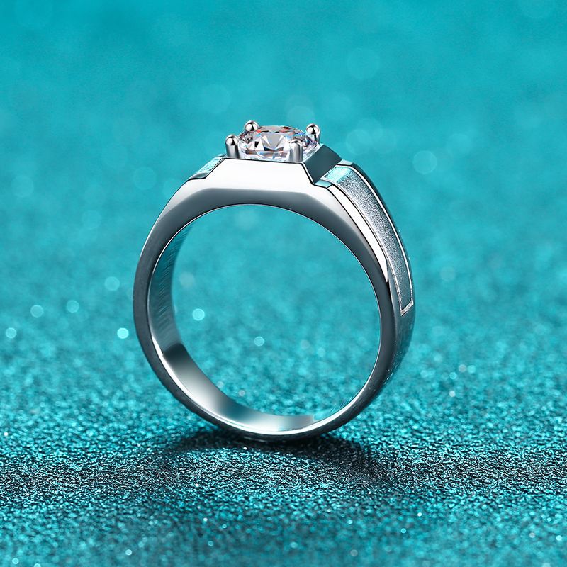 Custom 0.5 Carat Moissanite Frosted Ring for Men