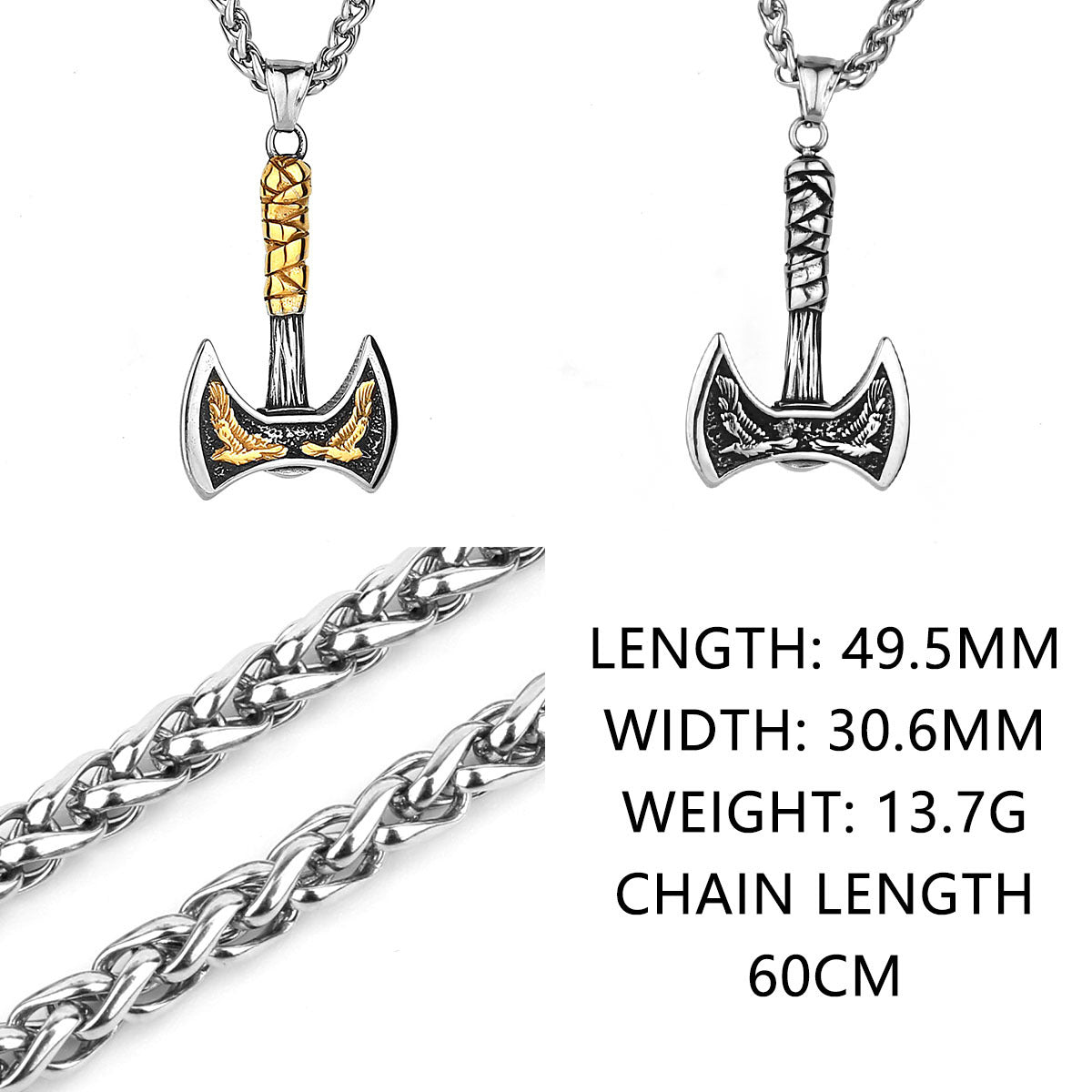 Mens Viking Style Axe Thick Chain Necklace