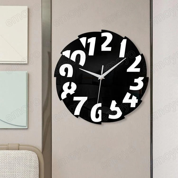Big Numeral Cutout Silent Wall Clock — 12" Acrylic