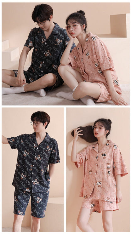 Matching Short Sleeves Sleepwear Pajamas for Couples