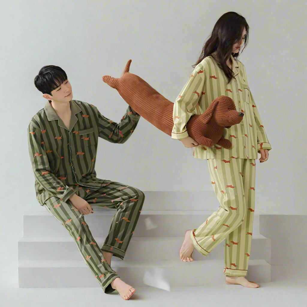 Matching His and Hers Autumn Pajamas 100% Cotton