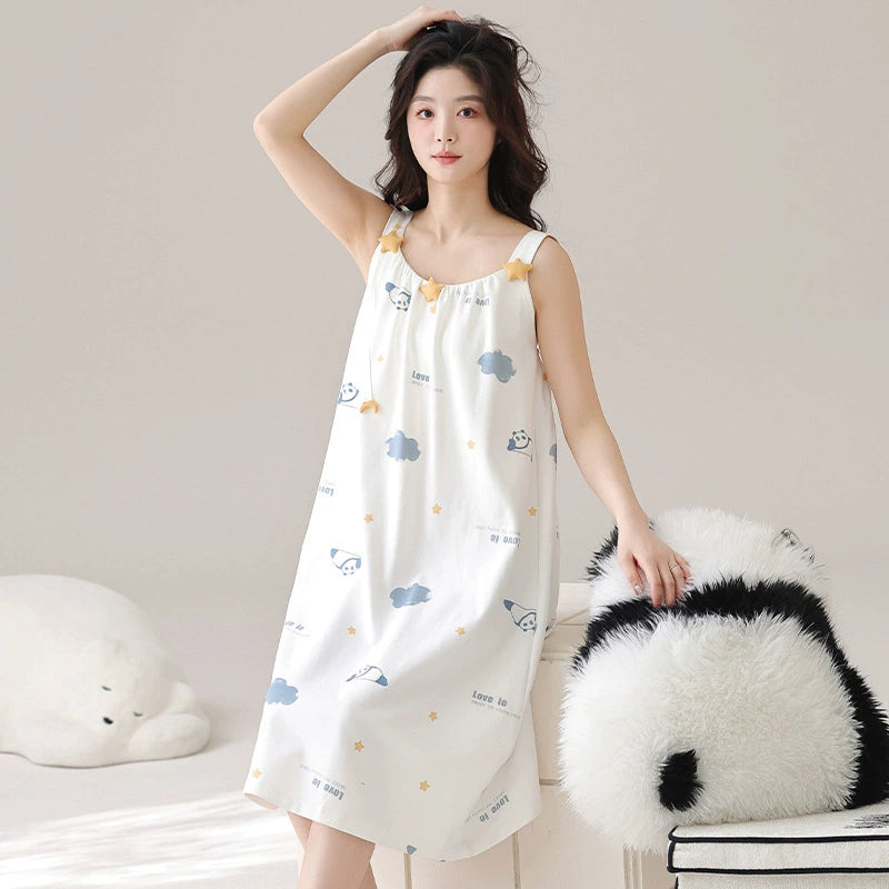 Coordinated Panda Nightgown & Shorts Couple's Set
