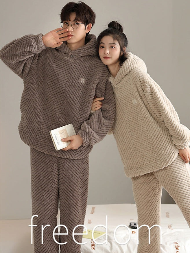 Fleece Pajamas Sleepwear Set for Couples