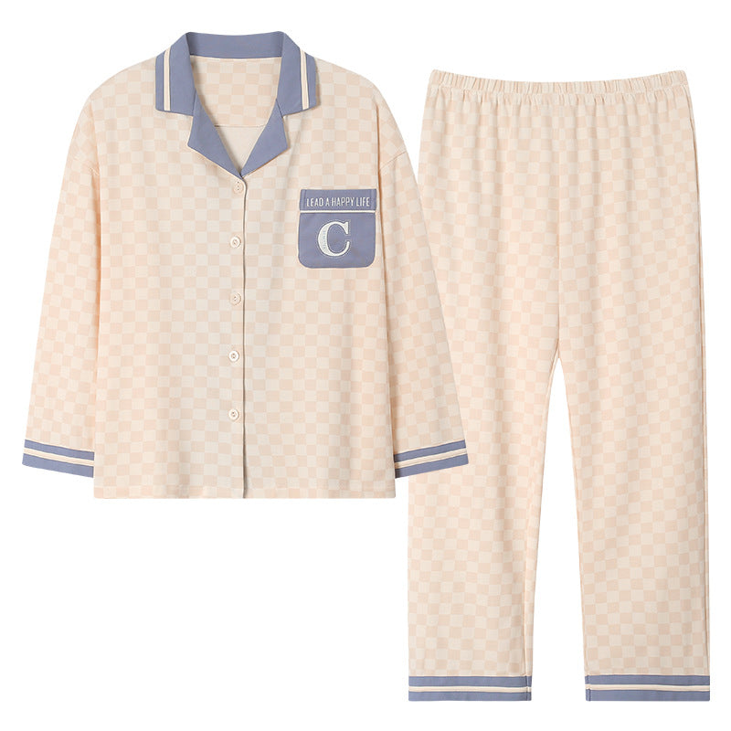 Matching Pattern Long Sleeves Pajamas Set 100% Cotton