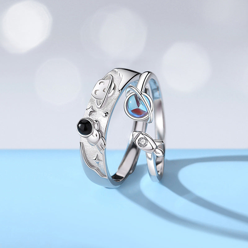 Astronaut Galaxy Wedding Bands for Couples