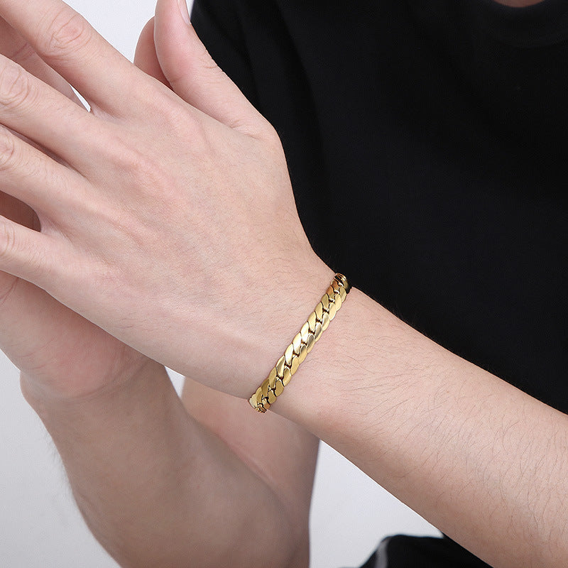 Mens Flat Chain Bracelet 20cm