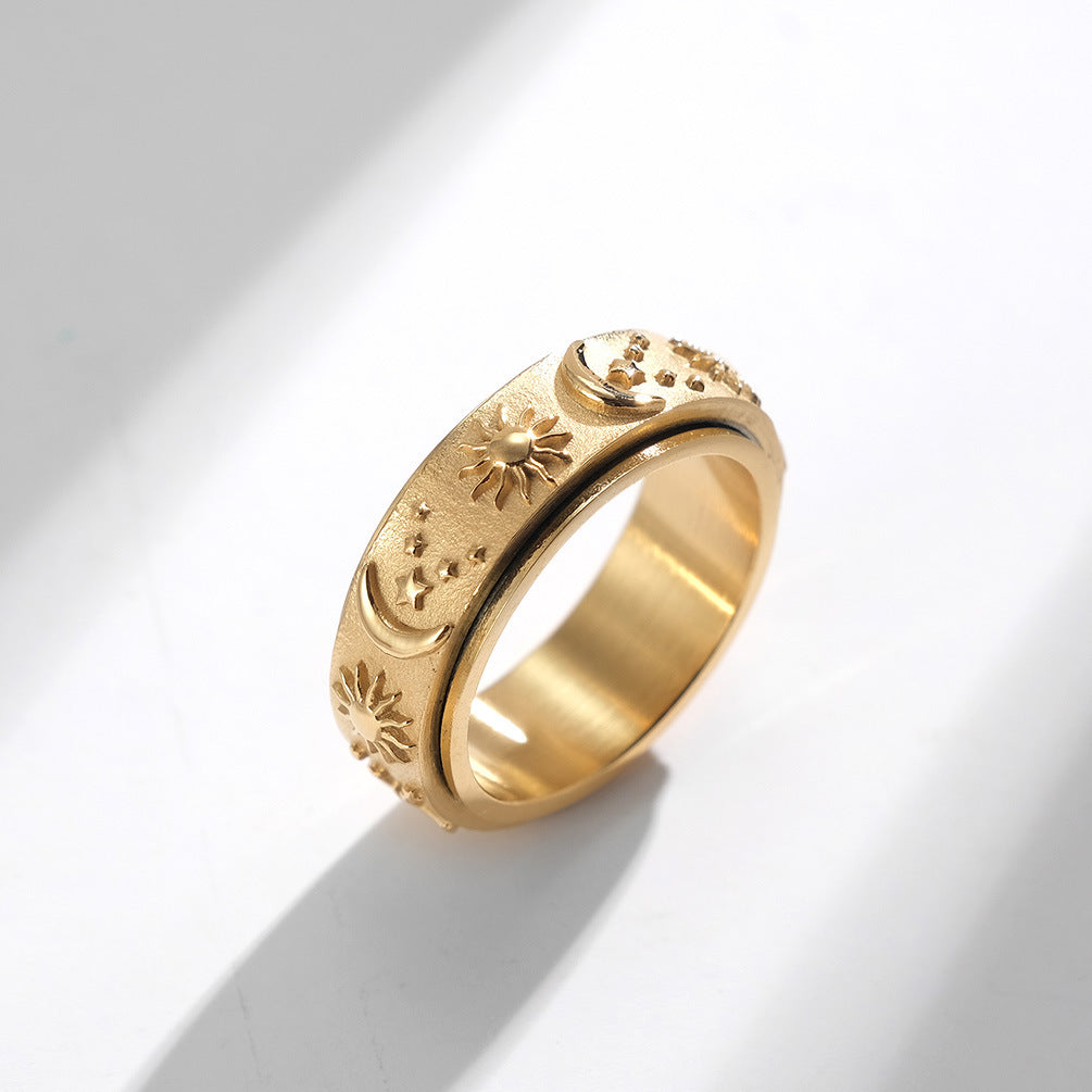Sun and Moon Fidget Ring for Men