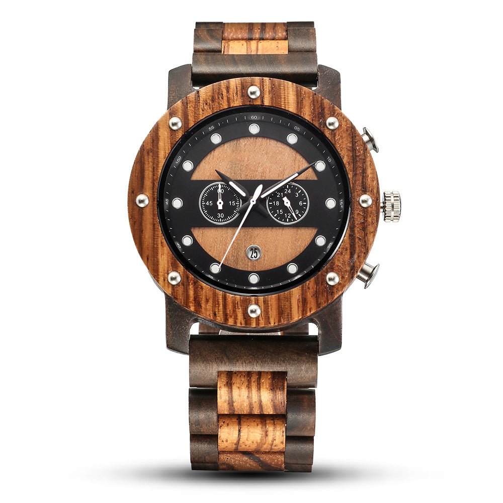 Mens Wooden Analog Watch with Customized Engraving