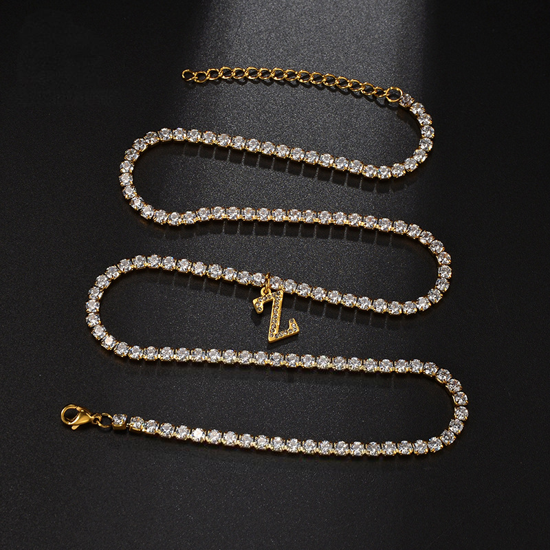 Name Initial Tennis Chain Necklace