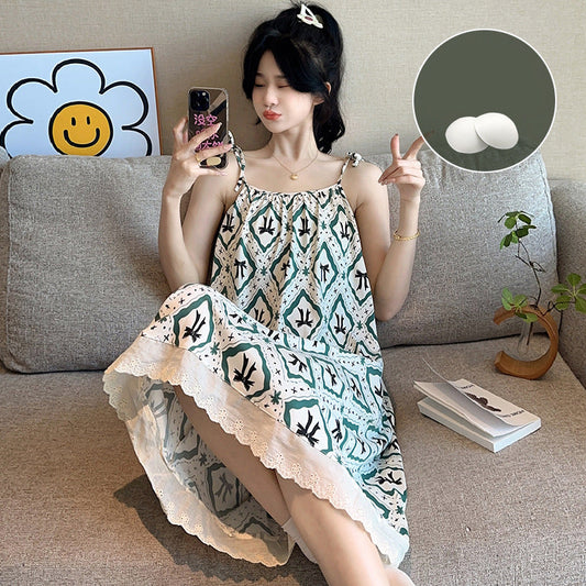 Pure Cotton Summer Nightwear with Padded Bra