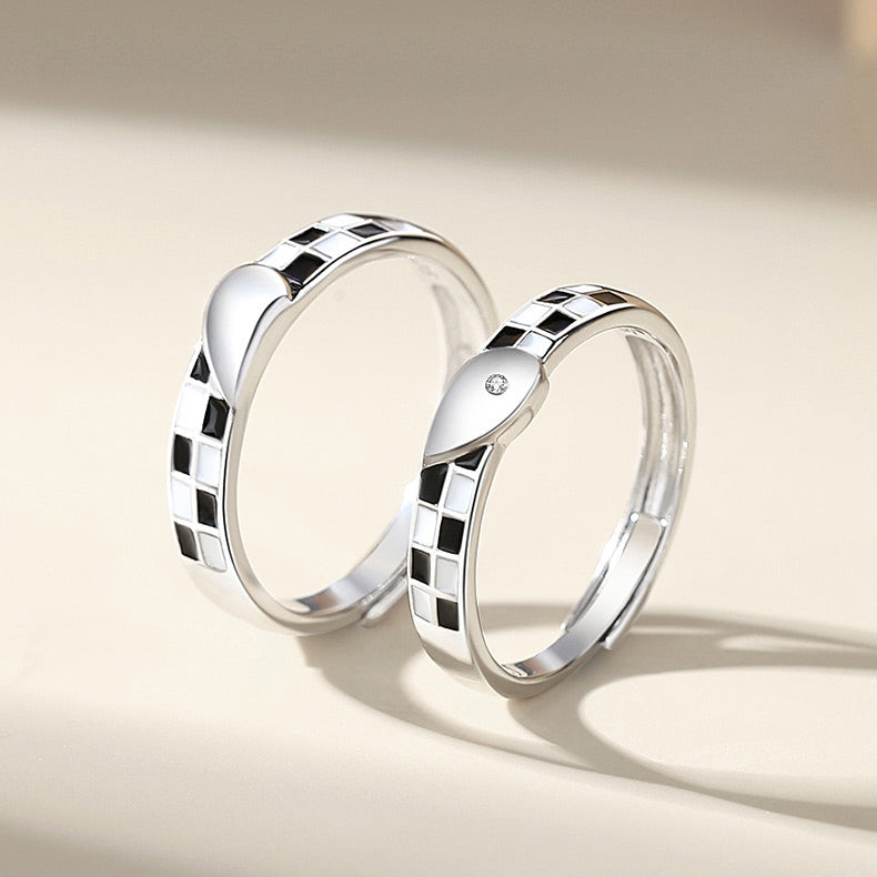 Half Heart Engraved Wedding Rings for Men and Women